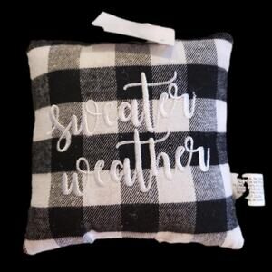 Adorable 5"x5"  Black and White Buffalo Plaid Mini Pillow Sweater Weather